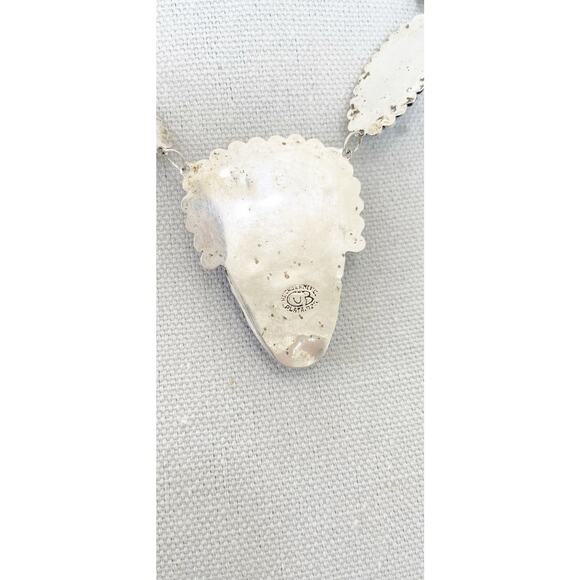 Hecho En Mexico Vintage Sterling Silver Blue Glass Statement Necklace - Picture 13 of 13